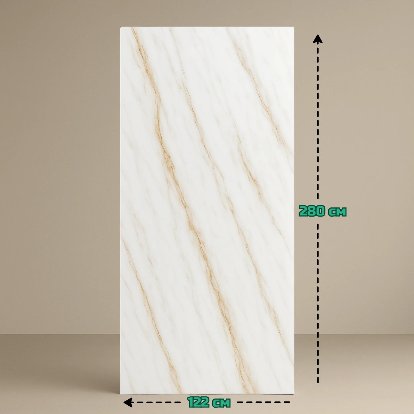 Стенен PVC панел - Ванилия - бял мрамор със златисти прожилки 280x122 см