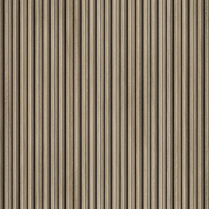 Шаблон на MDF ламперия за стена модел APM205 с фини вертикални линии и дървесен завършек – подходящ за модерни интериори.